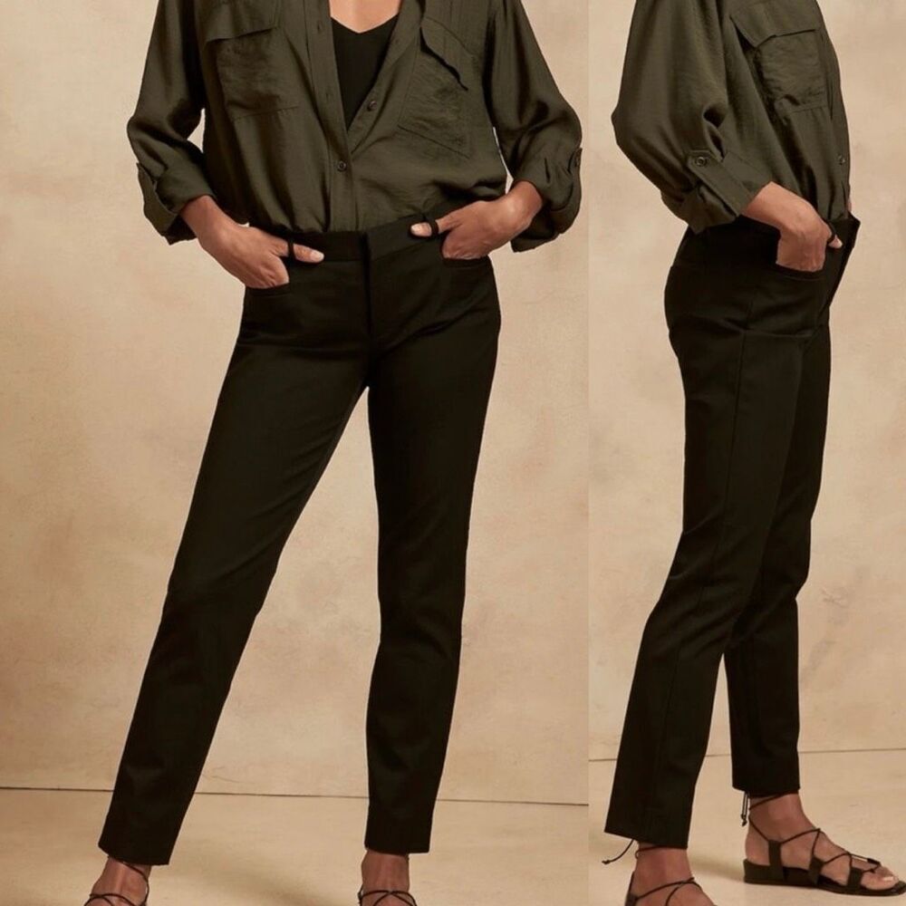 Banana Republic Cropped Slim Straight Pants Chino Black Women’s Size 6 Cotton